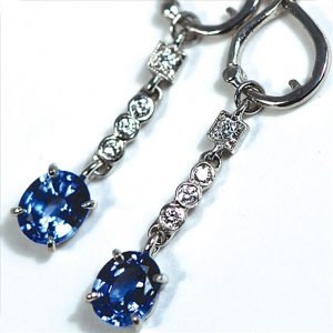 Blue Sapphire and Diamond Chain Earrings by Wendy Walker