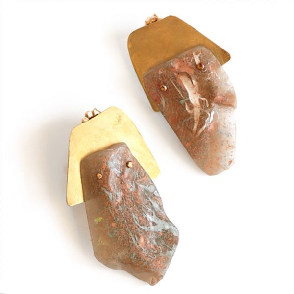 “I Hear It Came From a French Mole” Taupe Resin Post Earrings by Maru López