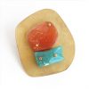 "I Might" Orange and Turquoise Resin Brooch by Maru López