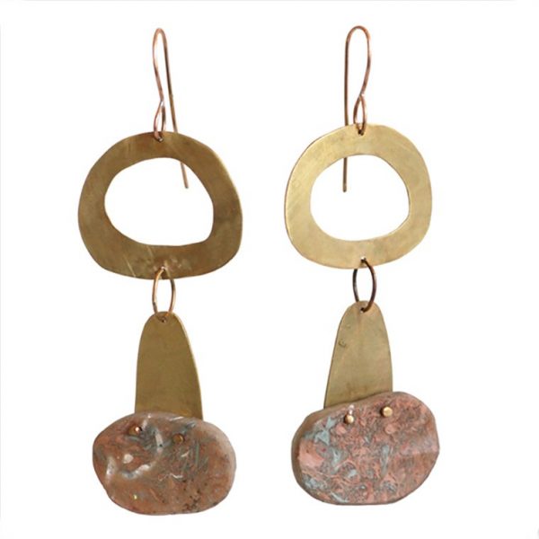 “Spin Me Around” Taupe Resin Earrings by Maru López