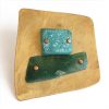 "Thru the Times" Turquoise and Green Resin Brooch by Maru López