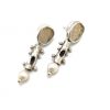 Gold and White Mosaic Earrings