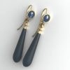 Long Onyx and Blue Sapphire Earrings