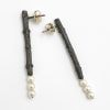Oxidized Silver Twig Earrings with Cultured Pearls