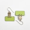 Silver with Green Rectangles Earrings