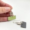 Silver with Green Rectangles Earrings