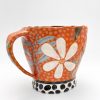 Orange Mug with White Flowers