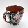 Black Mug with White Dots and Flowers