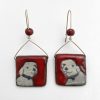 Ceramic Dog Earrings, Red