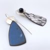 Silver Earrings with Enamel, Graphite Drawings and Pearls