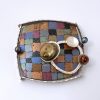 Silver Brooch with Pearl Planets and Enamel Drawings