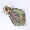 Silver Enameled Leaf Brooch with Bi-Metal and Pearls