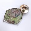 Silver Enameled Leaf Brooch with Bi-Metal and Pearls