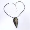 Silver Enameled Necklace with Electro-Formed Leaf and Pearl