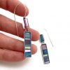 Blue and Purple Glass Mosaic Earrings