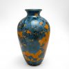 Orange and Blue Crystalline Vase