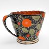 Black Hand Painted Mug with Red Flowers
