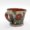 Black, White and Red Hand Painted Mug with Flowers