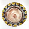 Wide Bowl with White, Blue, Yellow and Black Design