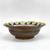 Wide Bowl with White, Blue, Yellow and Black Design