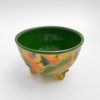 Footed Yellow Mug with Pink Flower