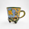 Footed Mug with Blue Flower