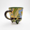 Footed Mug with Blue Flower