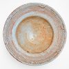 Small White/Orange Shallow Bowl with Line and Circle Design
