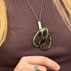 Linear Circle Green Pendant Necklace