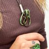Linear Circle Green Pendant Necklace