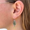 Flower Dangle Earrings with Pink Sapphire