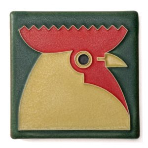 Motawi Tiles, Freehand Gallery, Rooster, Green