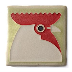 Motawi Tiles, Freehand Gallery, Rooster, Yellow